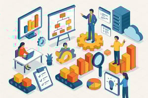 isometric  business operations and category creation in tech no text in image-1